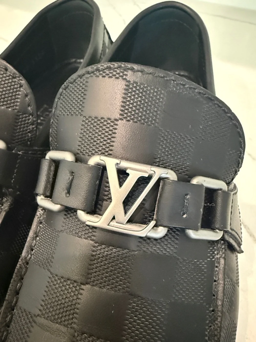 Louis Vuitton Black Men's Checkerboard Slip-On Loafers - Picture 8 of 9